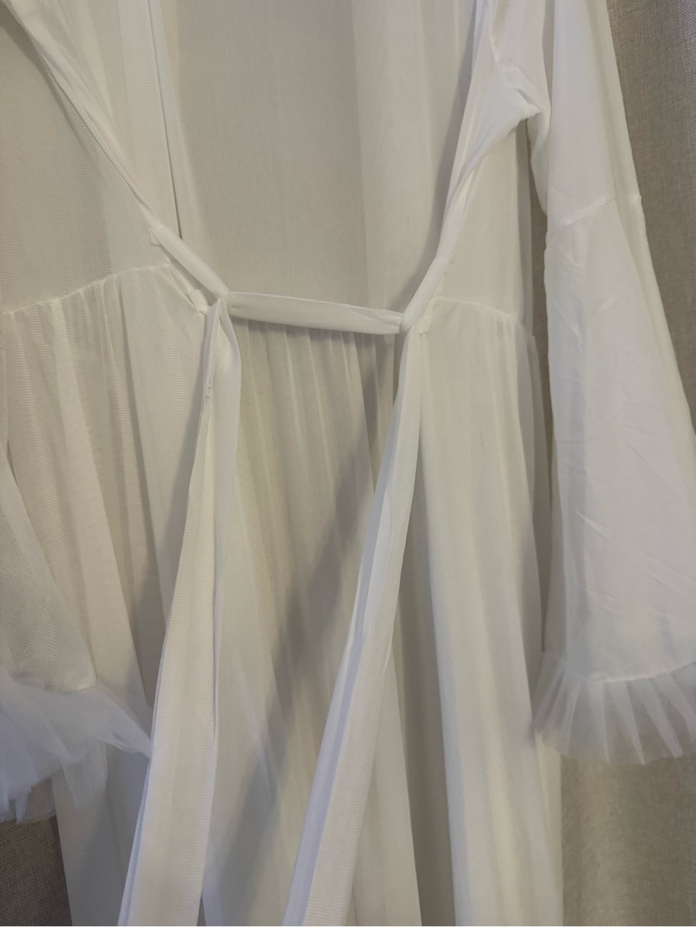 White Sheer Robe with Ruffle Trim - Picture 7 of 11